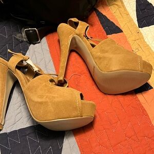 Elegant Tan High Heel Sandals